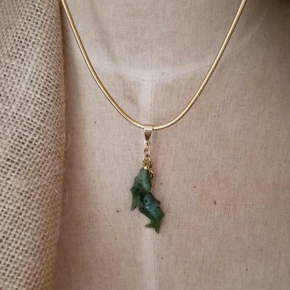 Vintage Jade Fish Necklace